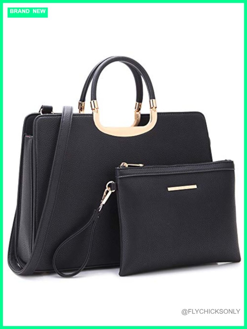 Vegan Leather Satchel Handbag with Matching Wallet, Work Bag